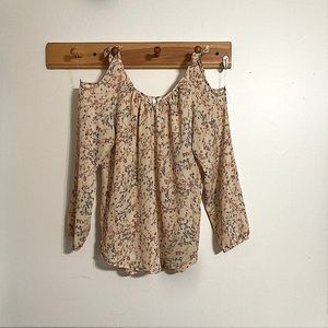 LC Lauren Conrad Soooo Pretty Cold-Shoulder Floral Blouse